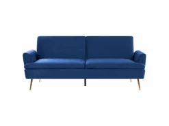 Canapé Convertible 3 Places En Velours Bleu Marine VETTRE