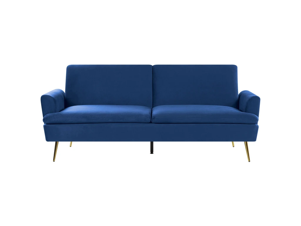 Canapé Convertible 3 Places En Velours Bleu Marine VETTRE 1 Canapé Convertible 3 Places En Velours Bleu Marine VETTRE