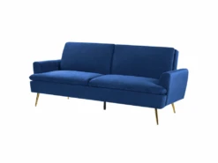 Canapé Convertible 3 Places En Velours Bleu Marine VETTRE 15 Canapé Convertible 3 Places En Velours Bleu Marine VETTRE -Deco.fr Soldes Boutique canape 16644875