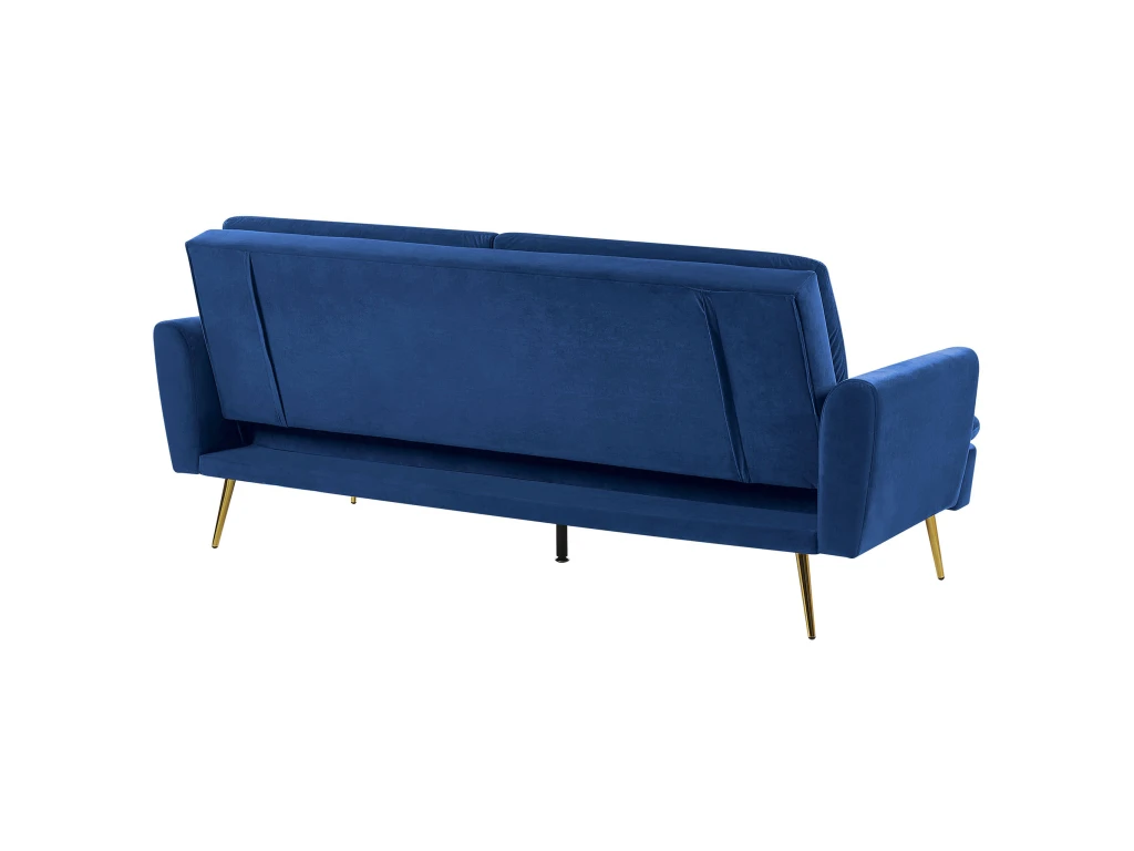 Canapé Convertible 3 Places En Velours Bleu Marine VETTRE 8 Canapé Convertible 3 Places En Velours Bleu Marine VETTRE – Image 8
