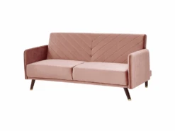 Canapé Convertible 3 Places En Velours Rose SENJA -Deco.fr Soldes Boutique canape 16648395