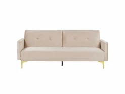 Canapé Convertible 3 Places En Velours Beige LUCAN 13 Canapé Convertible 3 Places En Velours Beige LUCAN -Deco.fr Soldes Boutique canape 16648677