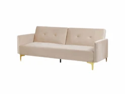Canapé Convertible 3 Places En Velours Beige LUCAN 15 Canapé Convertible 3 Places En Velours Beige LUCAN -Deco.fr Soldes Boutique canape 16648681