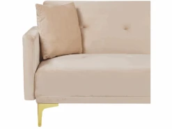 Canapé Convertible 3 Places En Velours Beige LUCAN 18 Canapé Convertible 3 Places En Velours Beige LUCAN -Deco.fr Soldes Boutique canape 16648687