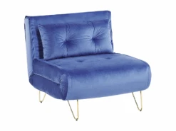 Banquette Convertible 1 Place En Velours Bleu Marine VESTFOLD -Deco.fr Soldes Boutique canape 16650255