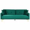 Canapé Convertible 3 Places En Velours Vert LUCAN -Deco.fr Soldes Boutique canape 16651027