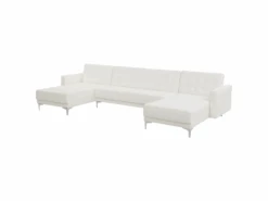 Canapé Panoramique Convertible En Cuir PU Blanc 5 Places ABERDEEN 11 Canapé Panoramique Convertible En Cuir PU Blanc 5 Places ABERDEEN -Deco.fr Soldes Boutique canape 16651821