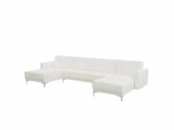 Canapé Panoramique Convertible En Cuir PU Blanc 5 Places ABERDEEN 12 Canapé Panoramique Convertible En Cuir PU Blanc 5 Places ABERDEEN -Deco.fr Soldes Boutique canape 16651823