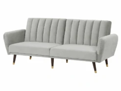 Canapé Convertible 3 Places En Velours Gris Clair VIMMERBY 14 Canapé Convertible 3 Places En Velours Gris Clair VIMMERBY -Deco.fr Soldes Boutique canape 16651901