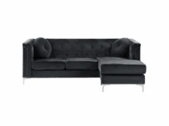 Canapé D'Angle Côté Gauche - Flen - En Velours, Noir