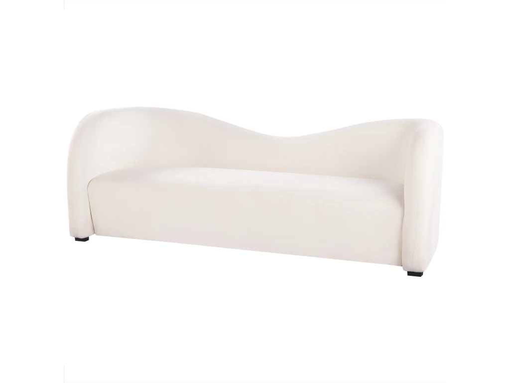 Canapé 3 Places En Velours Blanc VELTADA 5 Canapé 3 Places En Velours Blanc VELTADA – Image 5