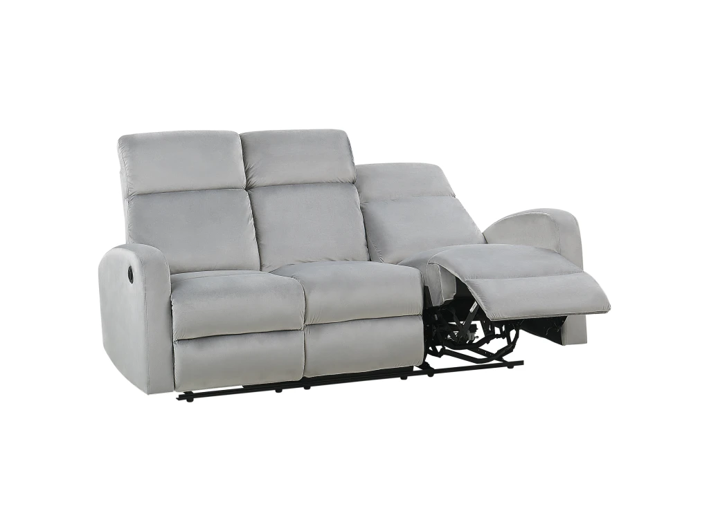Canapé éléctrique Inclinable 3 Places En Velours Gris Clair VERDAL 1 Canapé éléctrique Inclinable 3 Places En Velours Gris Clair VERDAL