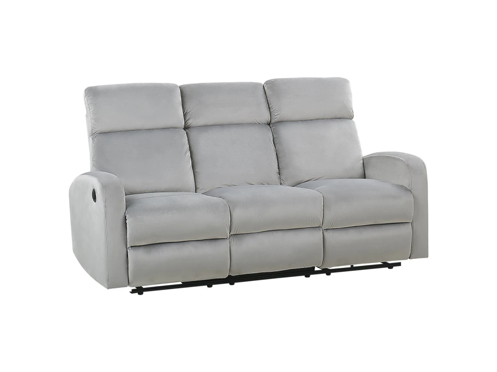 Canapé éléctrique Inclinable 3 Places En Velours Gris Clair VERDAL 7 Canapé éléctrique Inclinable 3 Places En Velours Gris Clair VERDAL – Image 7