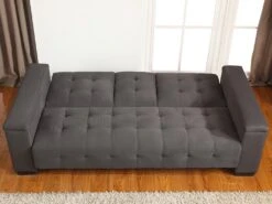 Canapé 3 Places Clic-clac En Microfibre DEVONSHIRE Avec Tablette Centrale Rabattable - Gris 15 Canapé 3 Places Clic-clac En Microfibre DEVONSHIRE Avec Tablette Centrale Rabattable - Gris -Deco.fr Soldes Boutique canape 167972