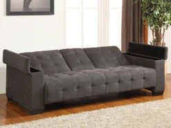 Canapé 3 Places Clic-clac En Microfibre DEVONSHIRE Avec Tablette Centrale Rabattable - Gris 16 Canapé 3 Places Clic-clac En Microfibre DEVONSHIRE Avec Tablette Centrale Rabattable - Gris -Deco.fr Soldes Boutique canape 167974