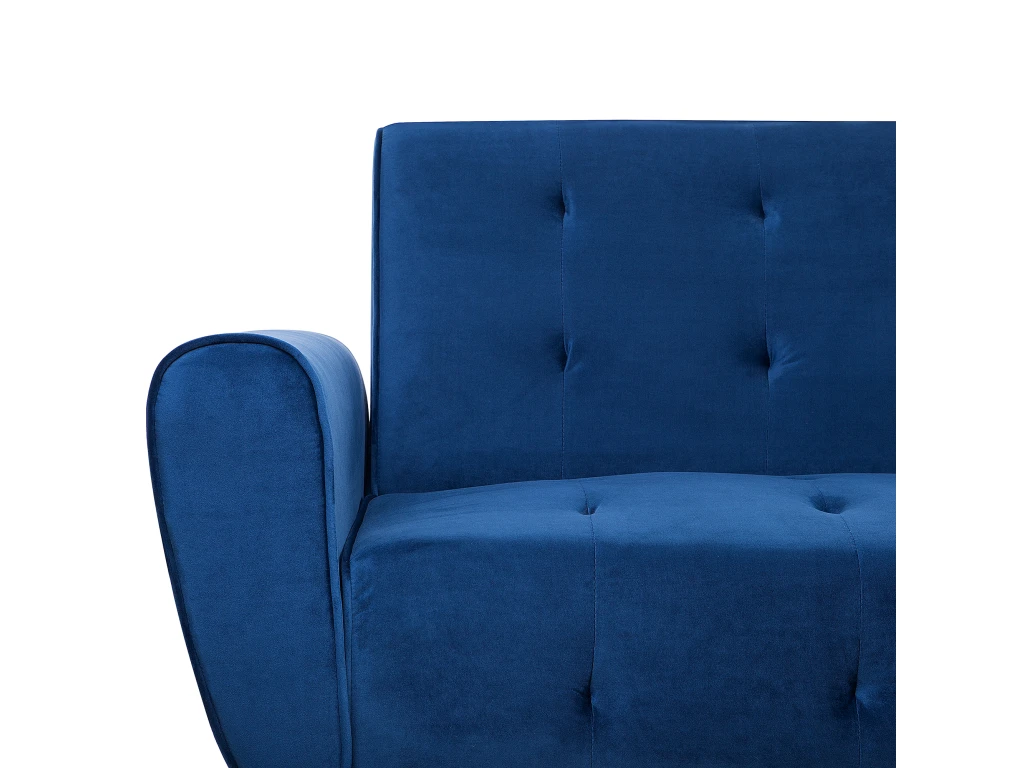 Canapé Convertible 3 Places Velours Bleu Marine SELNES 7 Canapé Convertible 3 Places Velours Bleu Marine SELNES – Image 7