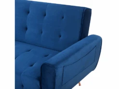 Canapé Convertible 3 Places Velours Bleu Marine SELNES 16 Canapé Convertible 3 Places Velours Bleu Marine SELNES -Deco.fr Soldes Boutique canape 17147401