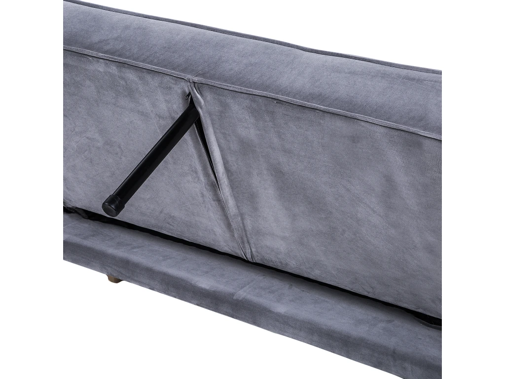 Canapé Convertible 3 Places En Velours Gris VISNES 8 Canapé Convertible 3 Places En Velours Gris VISNES – Image 8