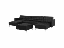 Canapé Panoramique Convertible En Cuir PU Noir 5 Places Avec Pouf ABERDEEN 13 Canapé Panoramique Convertible En Cuir PU Noir 5 Places Avec Pouf ABERDEEN -Deco.fr Soldes Boutique canape 17452263 1
