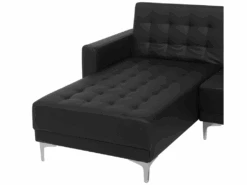 Canapé Panoramique Convertible En Cuir PU Noir 5 Places Avec Pouf ABERDEEN 17 Canapé Panoramique Convertible En Cuir PU Noir 5 Places Avec Pouf ABERDEEN -Deco.fr Soldes Boutique canape 17452271 1