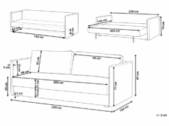 Canapé Convertible 3 Places En Tissu Gris Clair EKSJO -Deco.fr Soldes Boutique canape 17470725