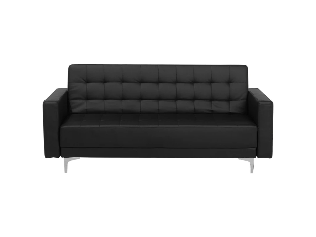 Canapé Convertible 3 Places En Cuir PU Noir ABERDEEN 1 Canapé Convertible 3 Places En Cuir PU Noir ABERDEEN