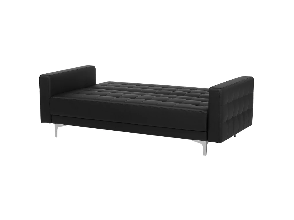 Canapé Convertible 3 Places En Cuir PU Noir ABERDEEN 7 Canapé Convertible 3 Places En Cuir PU Noir ABERDEEN – Image 7