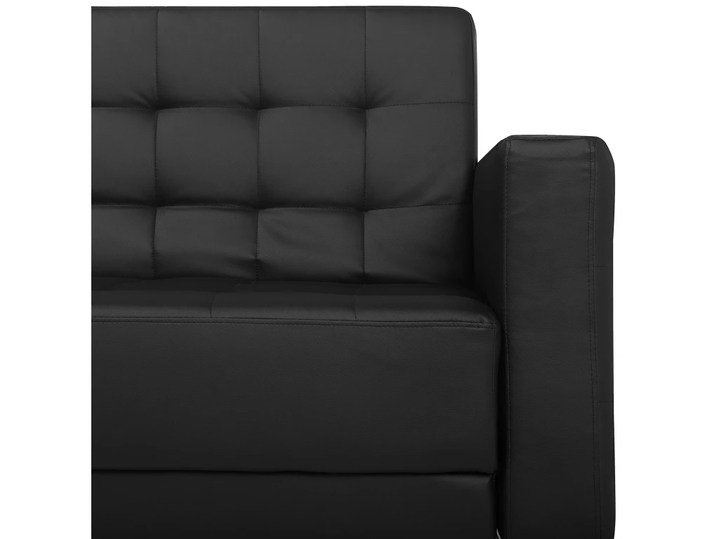 Canapé Convertible 3 Places En Cuir PU Noir ABERDEEN 10 Canapé Convertible 3 Places En Cuir PU Noir ABERDEEN – Image 10