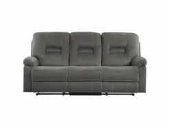 Canapé En Velours Gris 3 Places Inclinable Avec LED Et Port USB BERGEN