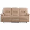 Canapé De Salon 3 Places électrique Inclinable En Velours Beige Avec LED Et Port USB BERGEN