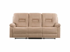 Canapé De Salon 3 Places électrique Inclinable En Velours Beige Avec LED Et Port USB BERGEN