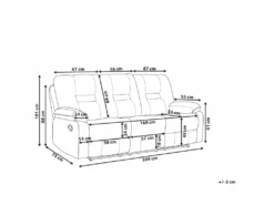 Canapé De Salon 3 Places électrique Inclinable En Velours Beige Avec LED Et Port USB BERGEN -Deco.fr Soldes Boutique canape 17473785