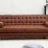 Canapé Convertible Clic-clac En Microfibre ELEANOR - Marron Effet Vintage -Deco.fr Soldes Boutique canape 176598