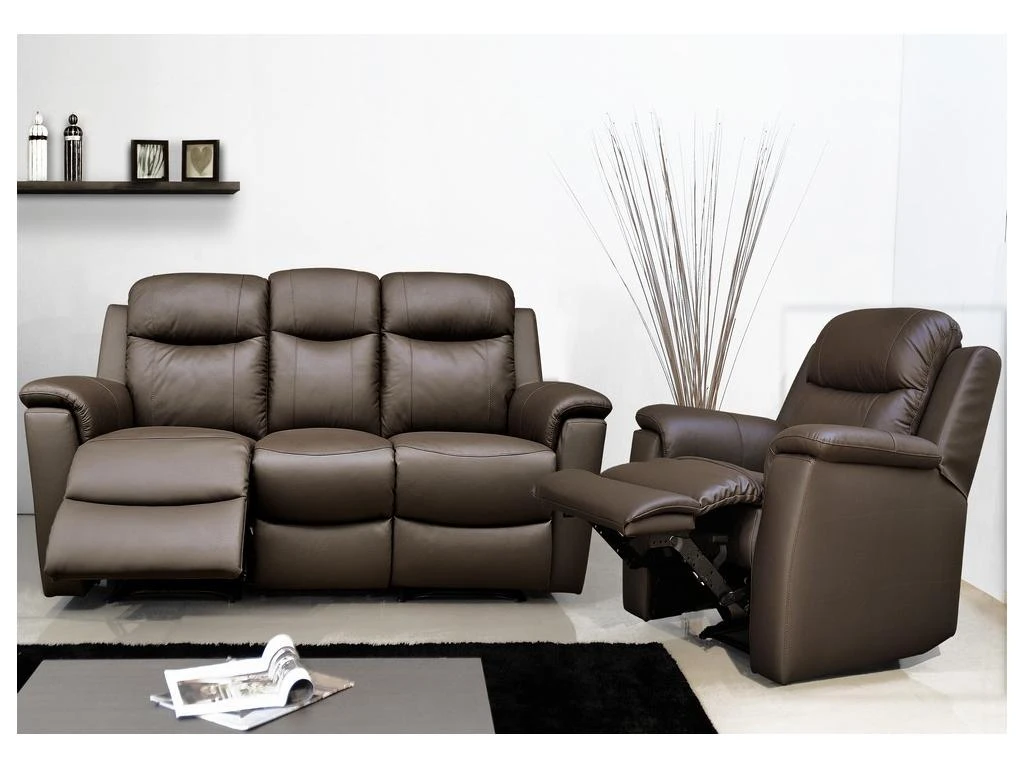 Canapé 2 Places Relax EVASION En Cuir - Gris Clair 14 Canapé 2 Places Relax EVASION En Cuir - Gris Clair – Image 14