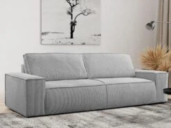 Canapé 4 Places Convertible En Velours Côtelé Gris Clair AMELIA De Pascal Morabito 13 Canapé 4 Places Convertible En Velours Côtelé Gris Clair AMELIA De Pascal Morabito -Deco.fr Soldes Boutique canape 17972803