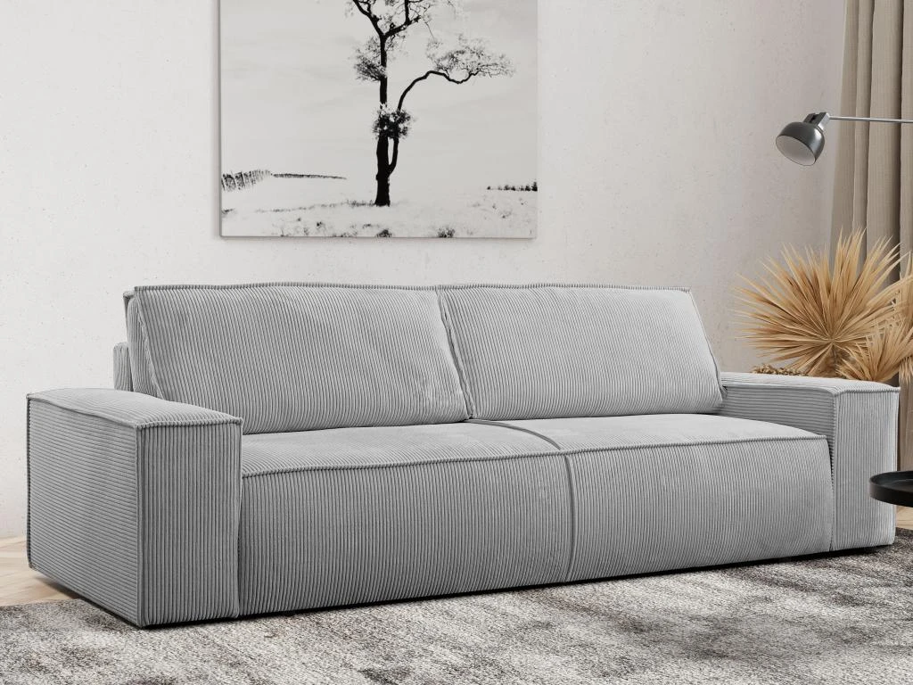 Canapé 4 Places Convertible En Velours Côtelé Gris Clair AMELIA De Pascal Morabito 7 Canapé 4 Places Convertible En Velours Côtelé Gris Clair AMELIA De Pascal Morabito – Image 7