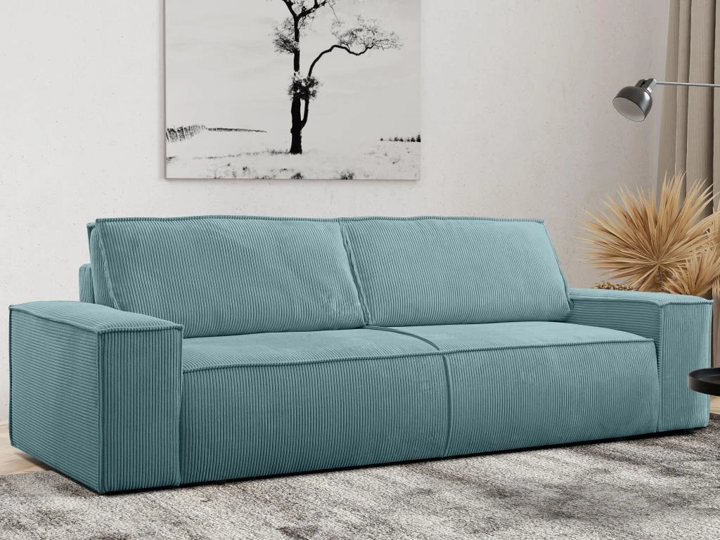 Canapé 4 Places Convertible En Velours Côtelé Bleu Clair AMELIA De Pascal Morabito 7 Canapé 4 Places Convertible En Velours Côtelé Bleu Clair AMELIA De Pascal Morabito – Image 7