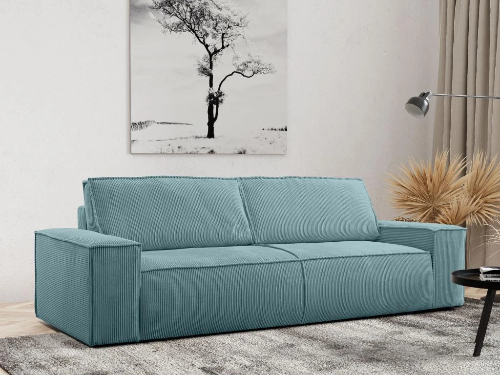 Canapé 4 Places Convertible En Velours Côtelé Bleu Clair AMELIA De Pascal Morabito 1 Canapé 4 Places Convertible En Velours Côtelé Bleu Clair AMELIA De Pascal Morabito