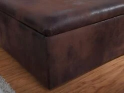 Canapé Modulable En Microfibre Aspect Cuir Vieilli DALLAS - Marron -Deco.fr Soldes Boutique canape 180898