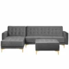 Canapé Angle Droite Convertible En Velours Gris 4 Places Avec Pouf ABERDEEN -Deco.fr Soldes Boutique canape 18236173