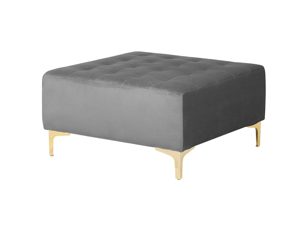 Canapé Angle Gauche Convertible En Velours Gris 4 Places Avec Pouf ABERDEEN 7 Canapé Angle Gauche Convertible En Velours Gris 4 Places Avec Pouf ABERDEEN – Image 7