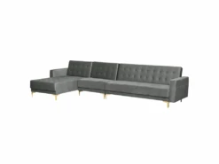 Canapé Angle Droite Convertible Velours Gris 5 Places ABERDEEN 12 Canapé Angle Droite Convertible Velours Gris 5 Places ABERDEEN -Deco.fr Soldes Boutique canape 18253745