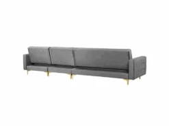 Canapé Angle à Gauche Modulable - Aberdeen - Convertible Avec Pouf Ottoman En Velours Gris Moderne -Deco.fr Soldes Boutique canape 18253763