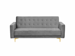 Canapé Convertible 3 Places En Velours Gris ABERDEEN