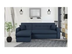 Canapé D'angle Convertible Et Réversible 3 Places ROMAN - Tissu Bleu Foncé - Coffre De Rangement - L235 X H81 X P 85/153 Cm -Deco.fr Soldes Boutique canape 18375569