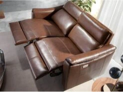 Canapé 2 Places En Cuir Brun Avec Relax 6165 ANGEL CERDA -Deco.fr Soldes Boutique canape 18426969