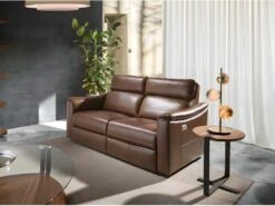 Canapé 3 Places En Cuir Brun Avec Relax 6166 ANGEL CERDA