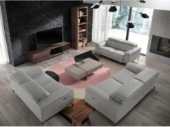 Canapé 2 Places Rembourré En Cuir Gris 6107 ANGEL CERDA -Deco.fr Soldes Boutique canape 18427157