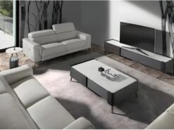 Canapé 2 Places Rembourré En Cuir Gris 6107 ANGEL CERDA -Deco.fr Soldes Boutique canape 18427169