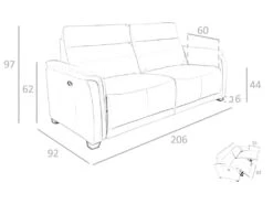 Canapé 3 Places En Cuir Gris Et Relax 6158 ANGEL CERDA -Deco.fr Soldes Boutique canape 18427225